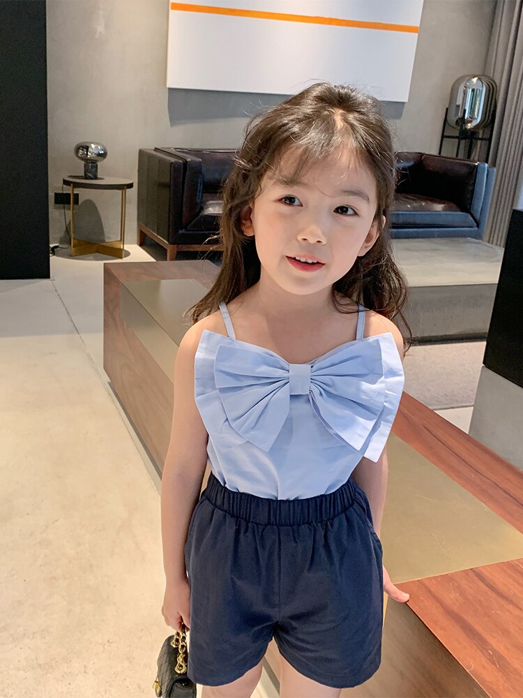 Ropa interior con lazo grande para niños, camisetas sin mangas para bebés de talla 2-8, camiseta interior encantadora, camisetas de algodón para niños