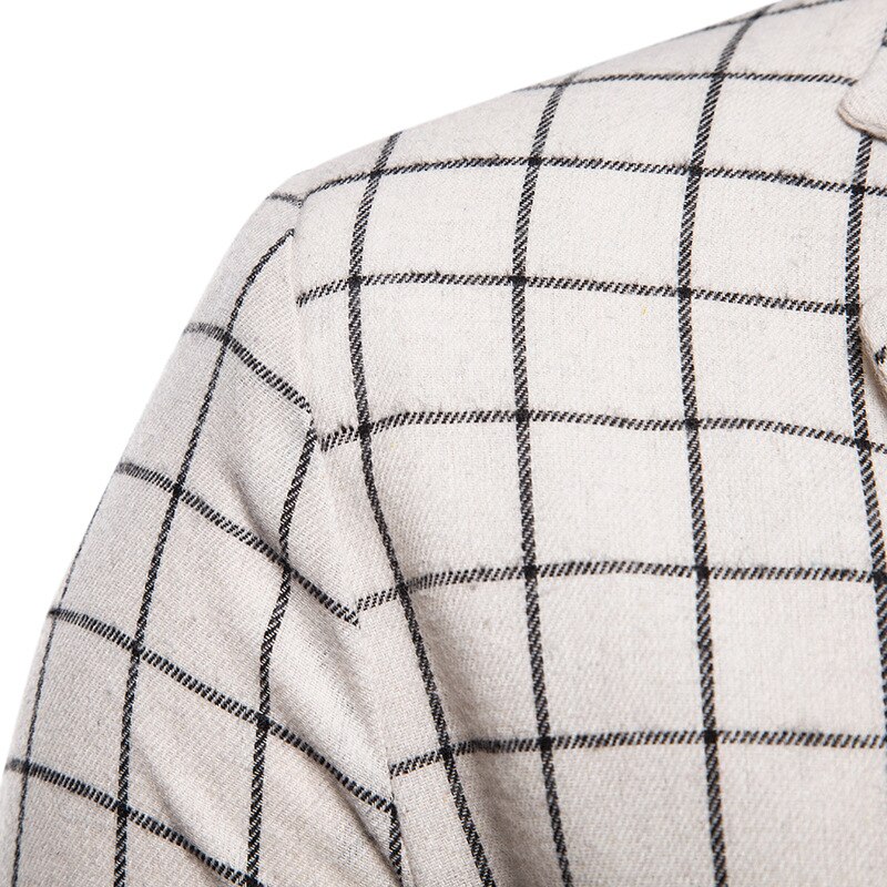 Veste Blazer blanc à carreaux pour hommes Glen flambant neuf un bouton pointe revers hommes Blazers affaires jolie pochette Masculino
