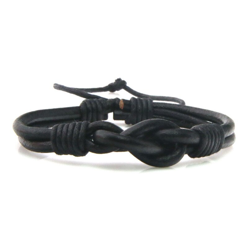 Punk Eenvoudige Stijl Mannen Brede Lederen Armband Vrouwen Handmatige Maken Lederen Armband Bedelarmband Lengte Verstelbare: SHJ18261