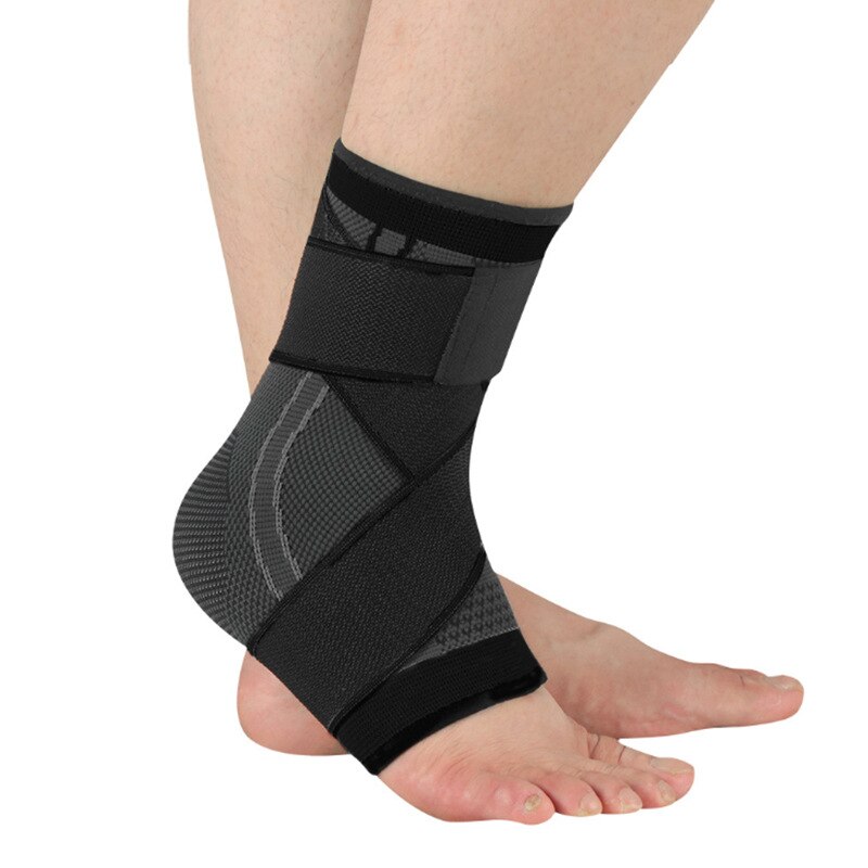 1Pc 3D Onder Druk Enkel Ondersteuning Polssteun Sport Gym Badminton Enkel Brace Protector Met Riem Riem Elastische: Black / M