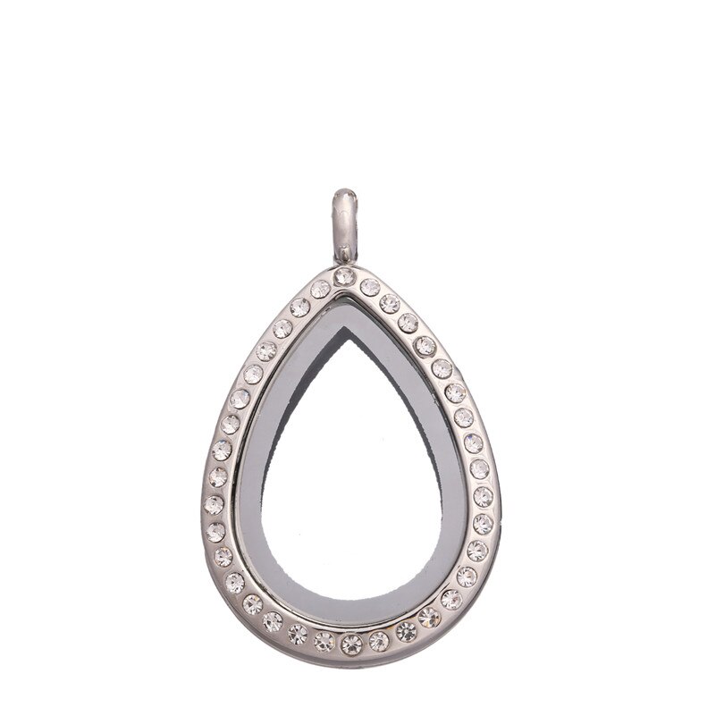 10 pz/lotto 25mm goccia d'acqua goccia strass/pianura galleggiante charms medaglione vetro vivente medaglioni memoria pendente per la collana