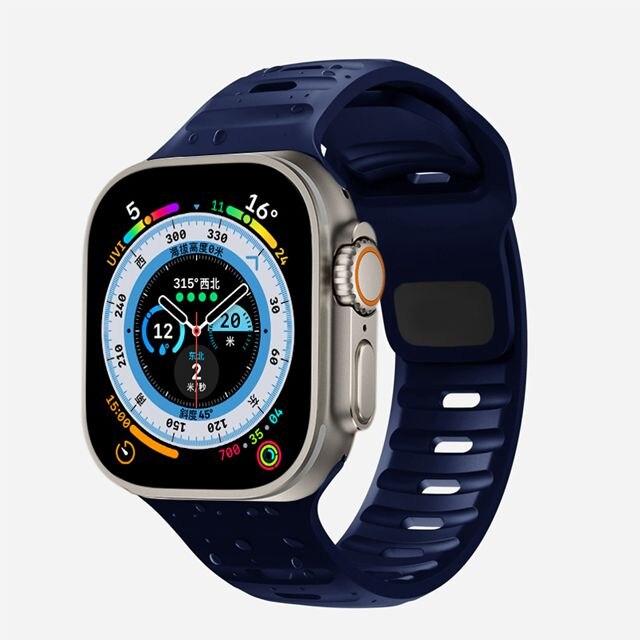 Soft Silicone Strap For Apple Watch Ultra Band 49mm 45mm 41mm 44mm 40mm 42mm 38mm Sport Watchband iWatch Series 9 8 7 6 Bracelet: 20 / DEEP BLUE