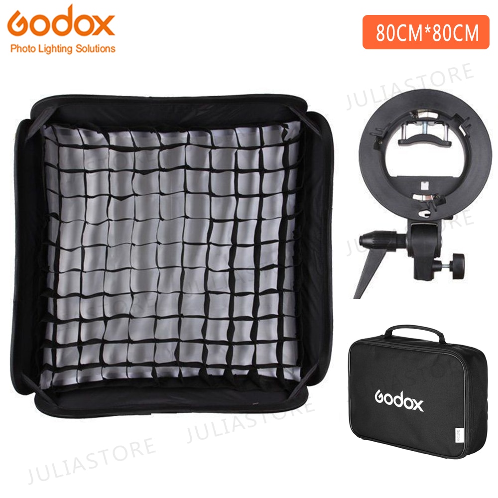Godox Ajustable Flash Softbox Raster 80cm * 80cm + S type Beugel + Honingraat Mount Kit voor flash Speedlite Studio Schieten