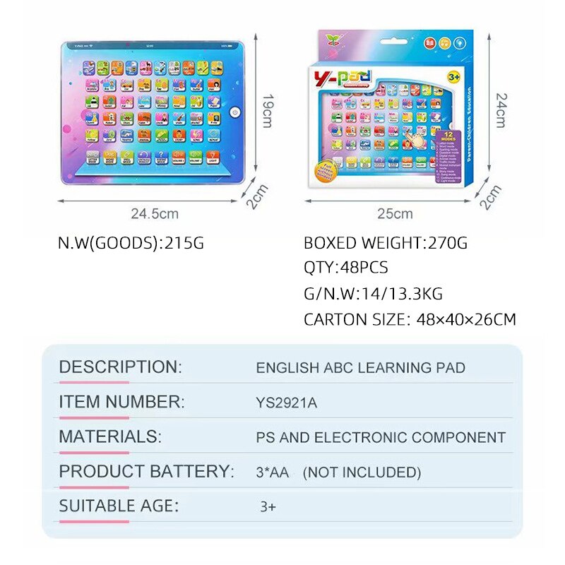 kids Computer Baby Tablet Computer Toy For Children Computer Early Learning Pad Multi-Function Electronic Educational Kid Tablet