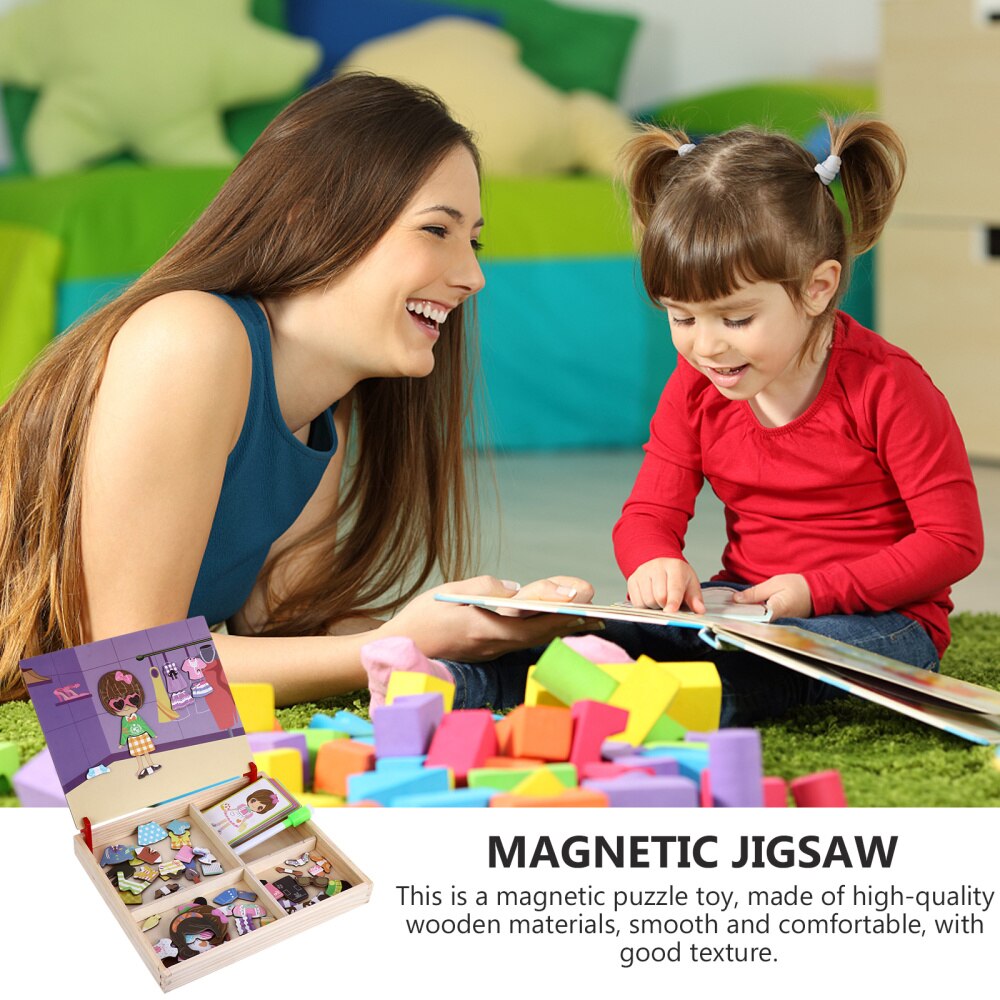 1 Set Houten Magnetische Puzzel Kids Educatief Vroege Onderwijs Jigsaw