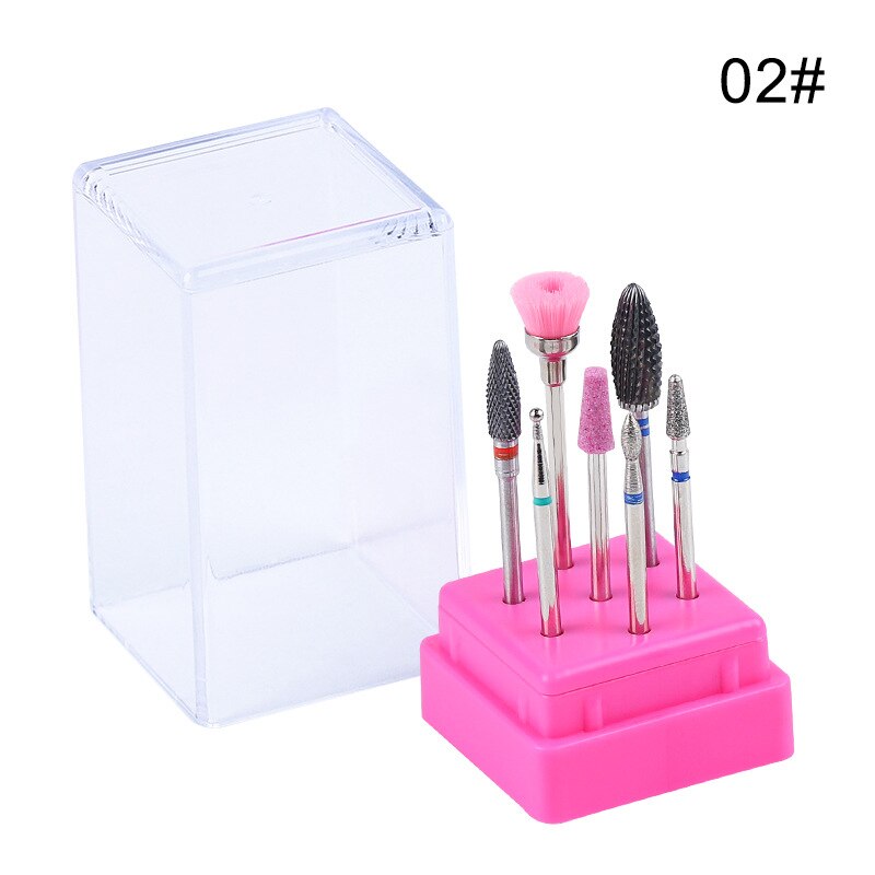 Brocas de tungsteno para manicura, cabezales de carburo de tungsteno, juego de brocas, 7 Uds.: number2