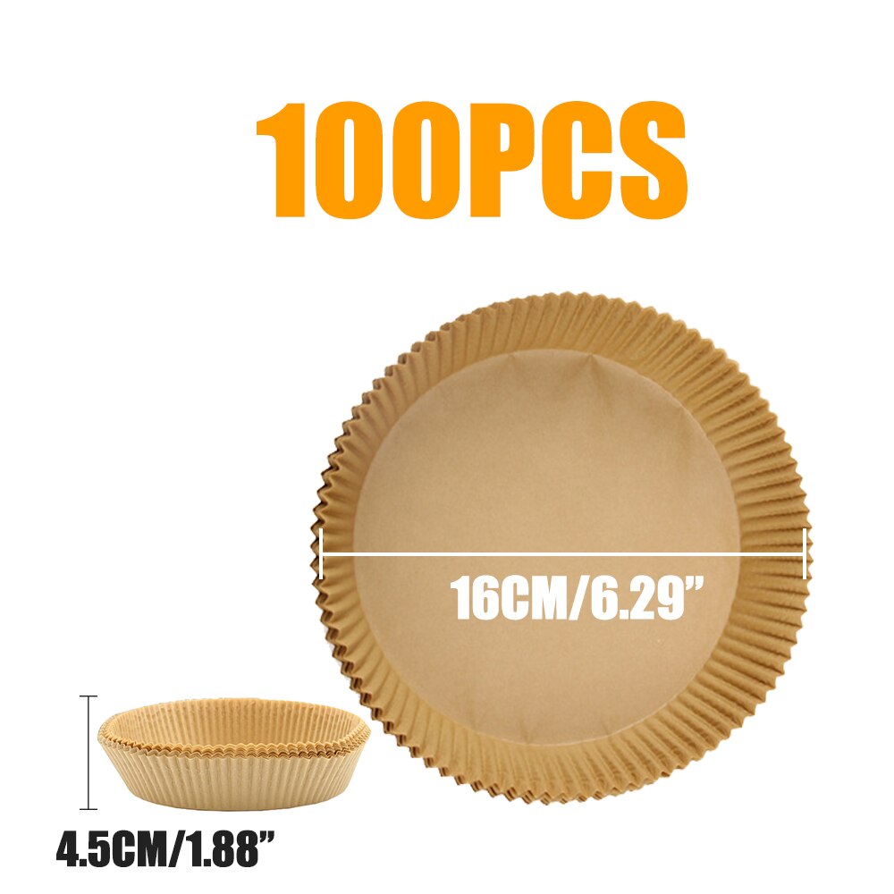 Air Fryer Special Paper High Temperature Oil-absorbing Paper Food Pad Paper Baking Disposable Home Baking Oven Air Fryer Pad: 100 Pcs 16cm Round