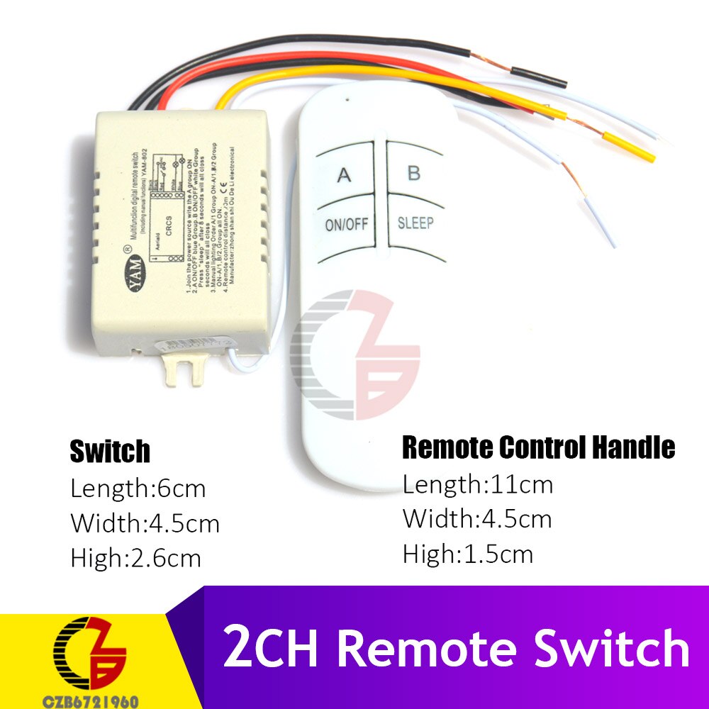 Across Wall 220V Remote Control Switch Wall Chandelier Lamp LED Light Switch Sleep Mode 1 2 3 4 CH Receiver Transceiver On Off: 2 Channel