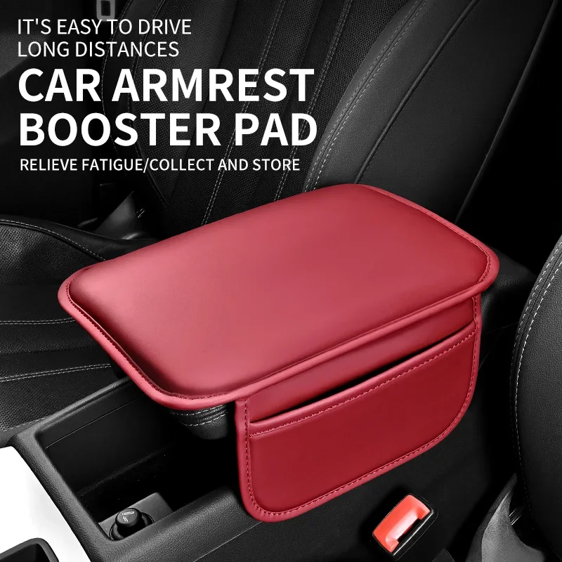 Capa protetora para console central de carro, caixa de apoio de braço atualizada, almofada, descanso de braço, tapete com bolso lateral de armazenamento, couro pu, acessórios para carro