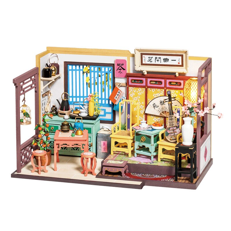 Starożytny, drewniane DIY dom ręcznie montowane chińnarty styl Model budynku cicha sympatia prezent
