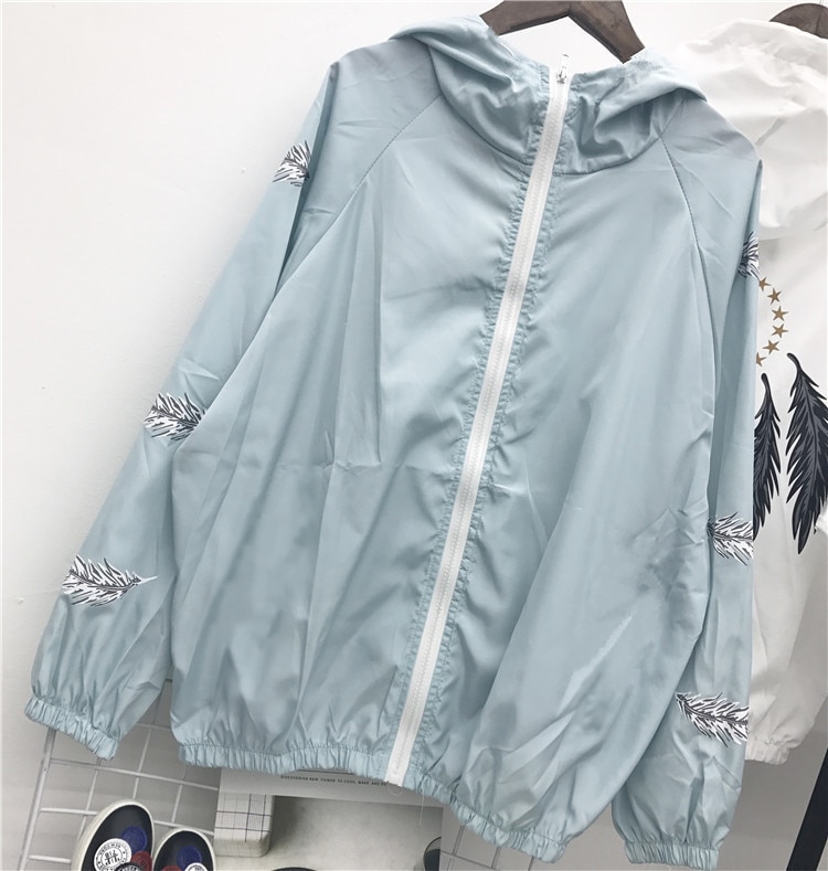 Harajuku Autumn Women Bomber jacket Women Coat Summer Thin Sunproof Long Sleeve Zipper Top Coat Biker Casual Jacket Outwear