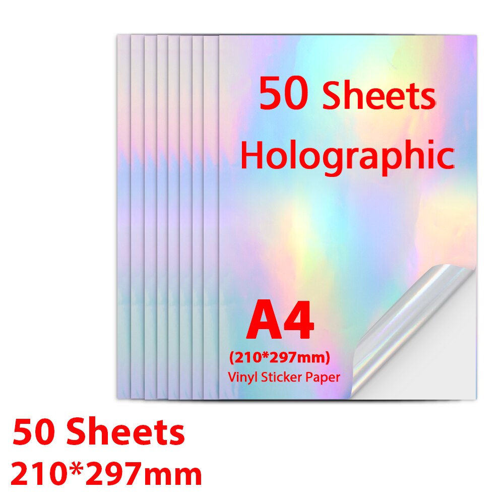 100Sheets 216*279mm Glossy Printable Vinyl Sticker Paper Self-adhesive Copy Paper for Inkjet printer DIY Crafts Waterproof Paper: A4-50 Sheets
