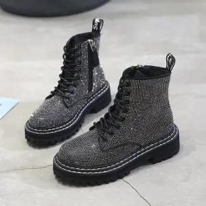 Herbst neue voll diamant Martin stiefel Britischen Fan Auto starke ferse stiefel Chelsea hübscher Single stiefel frauen schuhe: Silber- / 40