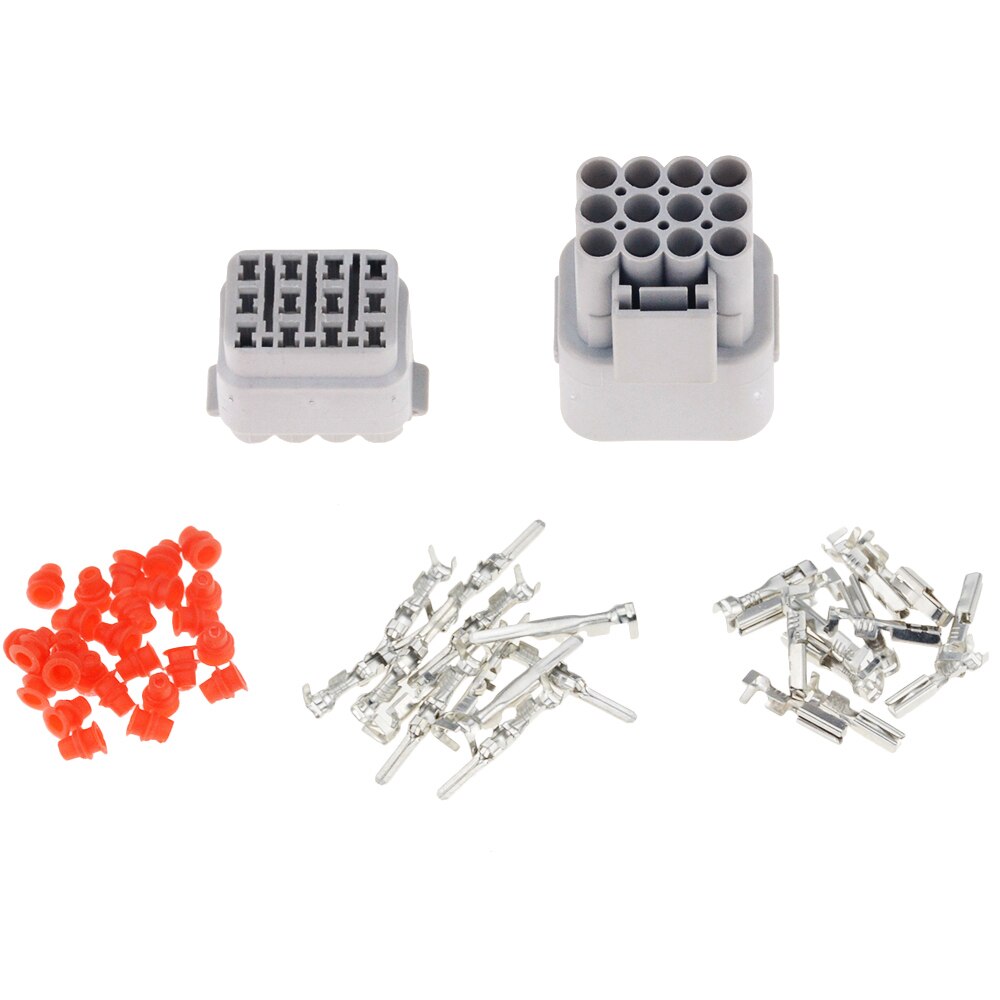 1Set 12 Pin Way Sealed Electrical Wire Connector Plug Set Male/Female Waterproof 2.2mm to 2.5mm Dupont Terminal Kit for Car Auto