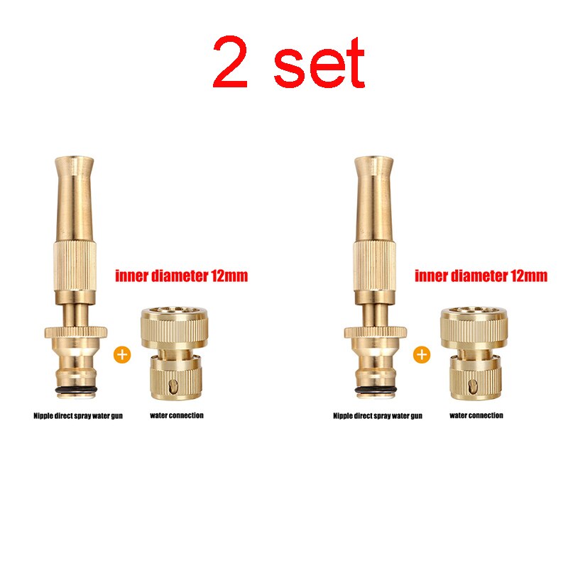 Brass High Pressure Hose Nozzle Squirt Water Gun Direct Spray Sprinkler Quick Connector for Home Garden Watering Car Wash Gun: inner 12mm 2set