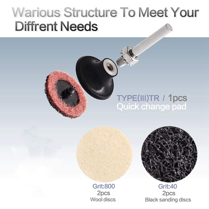 60Pcs 2 Inch Quick Change Discs Set Sanding Discs 1/4 Inch Holder for Die Grinder Rust Paint Removal Surface Discs