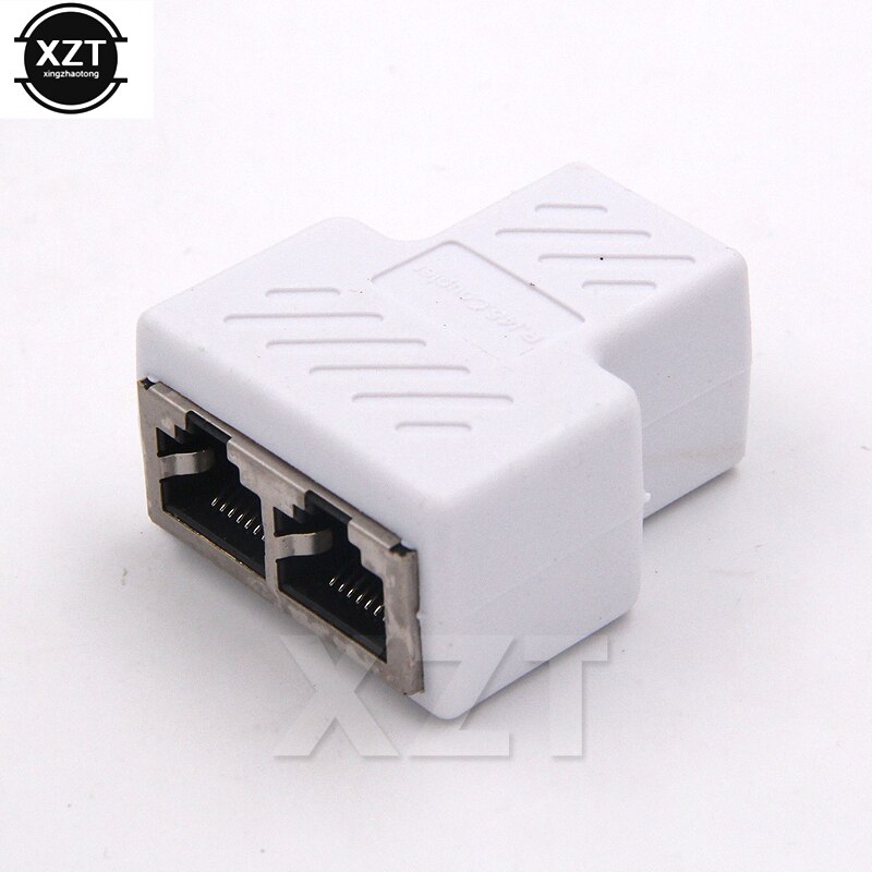 1 Naar 2 Manieren Netwerk Lan Kabel Ethernet Vrouwelijke Cat6 RJ45 Splitter Connector Adapter Utp Cat7 5e Conector Schakelaar Adapters koppeling: WHITE