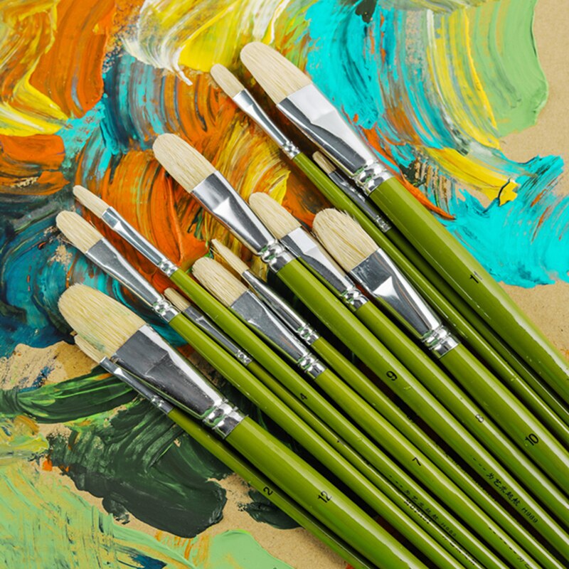 6 unids/set, cerdas de cerdo artista pinceles para pintura al óleo chese pincel de pintura lengua pico conjunto de pinceles de pintura suministros de Arte de dibujo