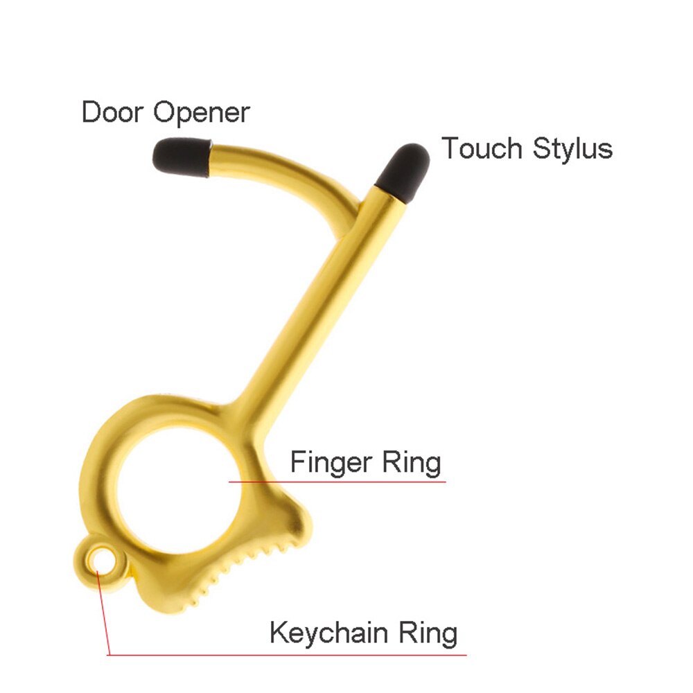 10 stuks/partij edc deuropener hygiëne hand antimicrobiële touchscreen stylus pers lift gereedschap deurgreep sleutelhanger