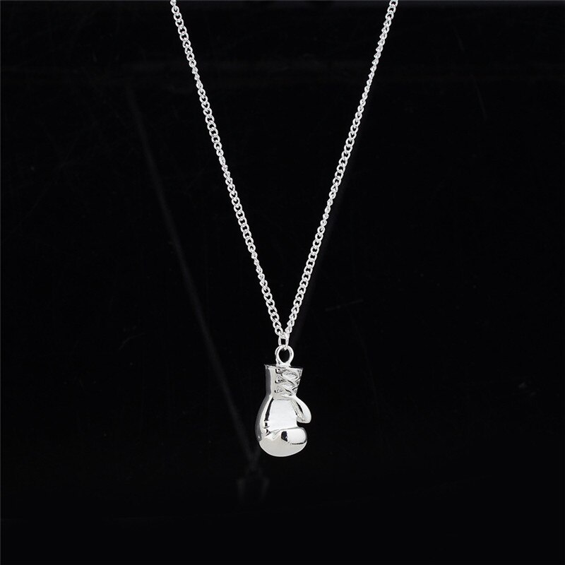 LNRRABC Men Boys Mini Boxing Glove Necklace Fitness Boxing Jewelry Unisex Cool Pendant: silver