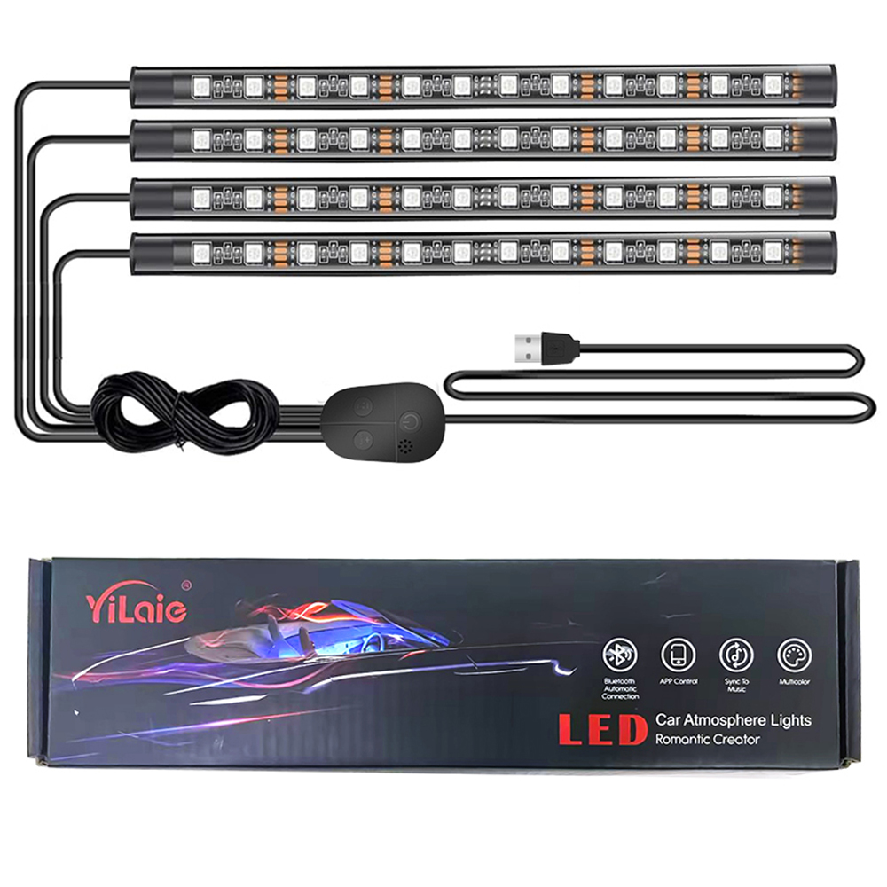 Ambient Foot Light Strip Car Neon Interior LED RGB Light Strips With Control Auto Decorative Lamps Chassis Light Strips: 4300 k biały żółty
