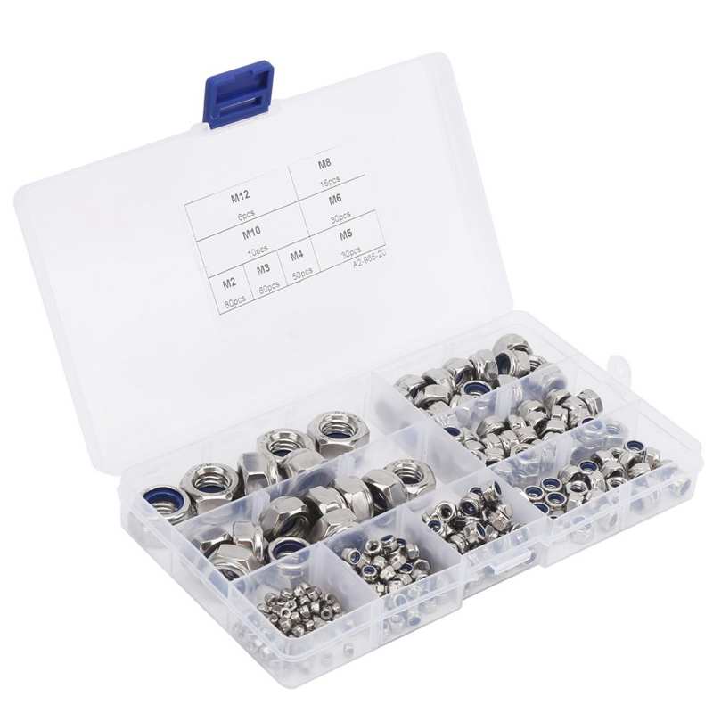 Nylon Lock Nut Set Self‑Locking Nuts Set Durable To Use Self‑Locking Nuts Kit Good Rust Resistance Low Temperature Strength