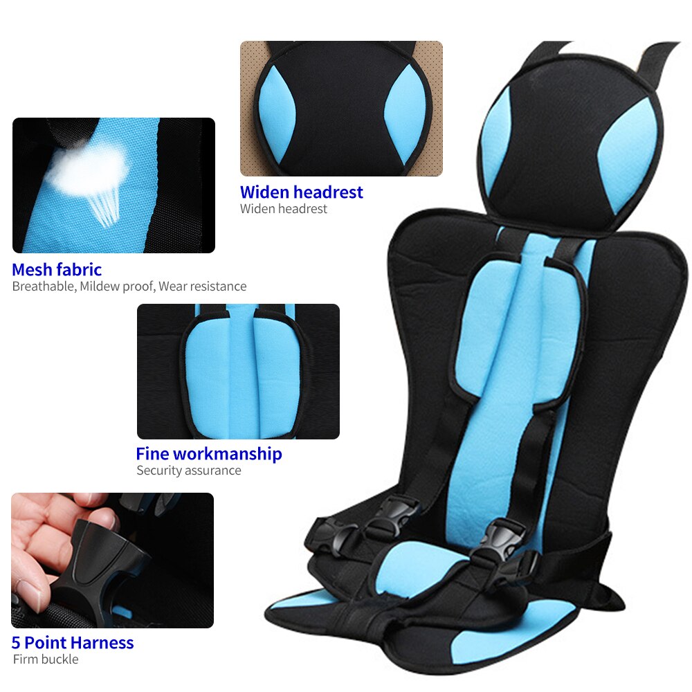 Car Seat Convertible Baby Safety Booster Seats Belt-Positioning Portable Harnessed Car Seat Thicken Seat Cover Pad Cushion Blue