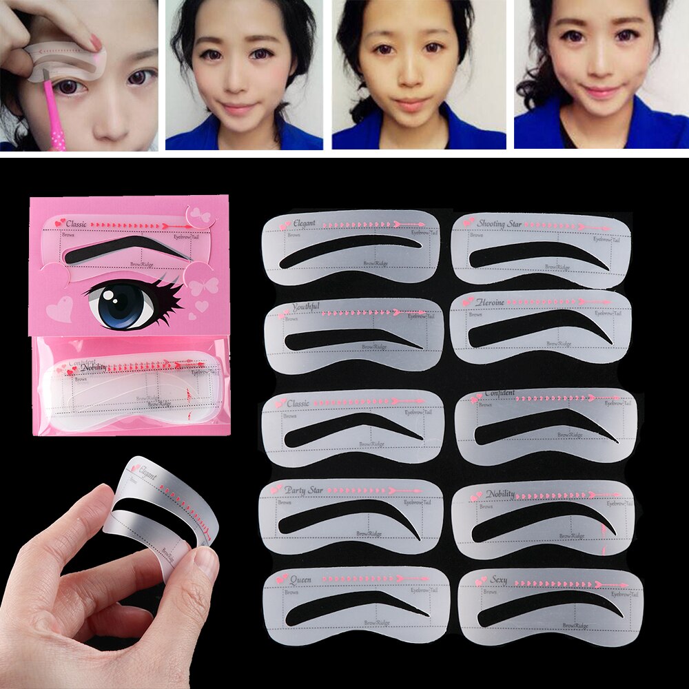 4/10 Styles Grooming Eyebrow Stencil Kit Makeup Tools DIY Beauty Eyebrow Template Stencil For Women Beauty Tools Accessories