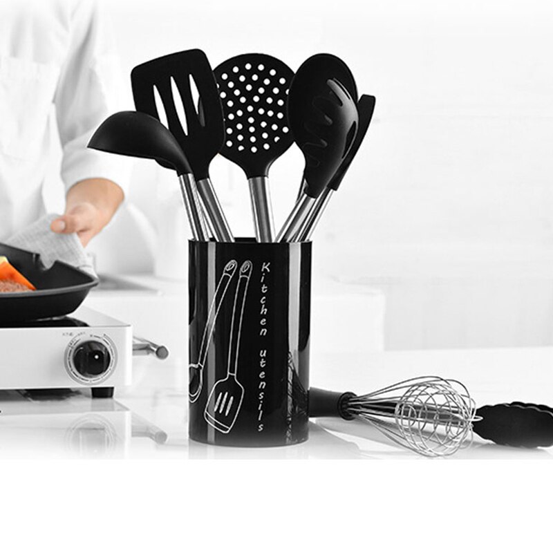 Cooking Tool Sets 9PCS Turner Soup Ladle-Egg Spatula Cooking Set Stainless Steel Food Grade Silicone Cooking Kitchen Tools