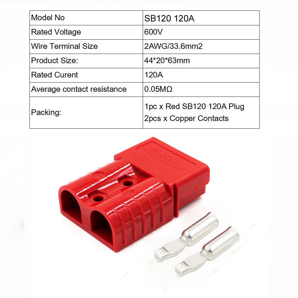 50A/120A/175A PV Power Plug 50 120 175 Amp 600Volt Battery Connector Plug Connect solar panel battery SH50: 1 Set x SB120 Red