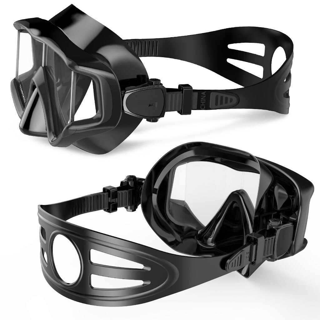 Dykker snorkel maske høj klar dykker maske snorkel hd dykker maske dykker ansigt svømmebriller vandtæt: Sort