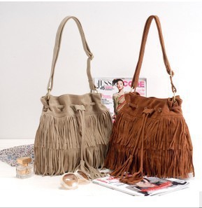 Concise Tassels Bucket Tassels Bag Single Shoulder Messenger Woman Package