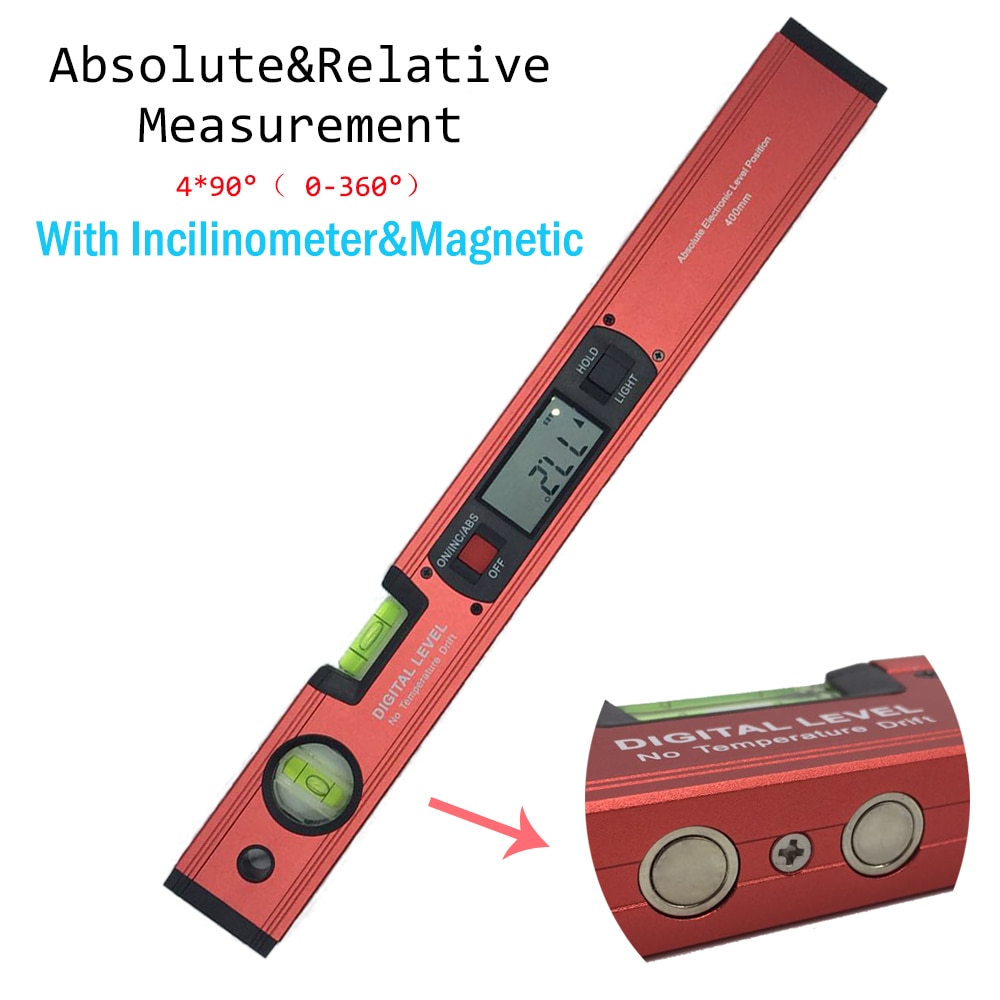 Digital Angle Finder Level 360 Degree Range Spirit Level Upright Inclinometer with Magnets Protractor Ruler