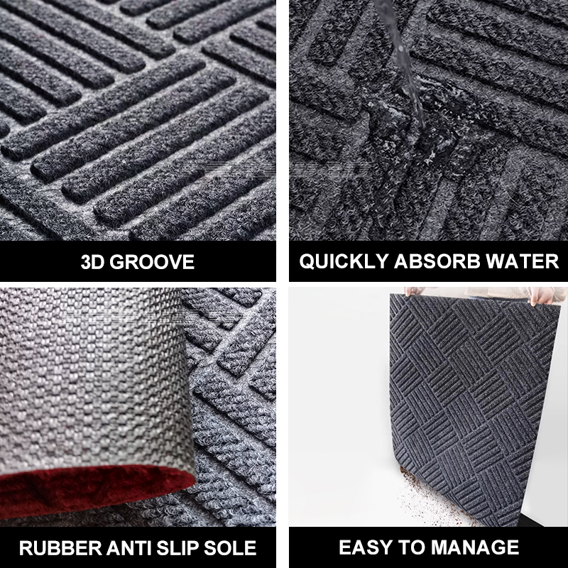 Non-slip door mat, Solid color rhombus kitchen carpet floor mat, easy to clean suitable for hallway, kitchen, bathroom