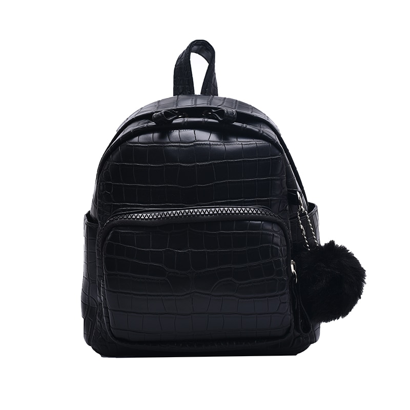 Stone Patroon Pu Lederen Rugzakken Voor Vrouwen Vrouwelijke Kleine Rugzak Met Haar Bal Lady Back Pack Voor School Tieners meisjes