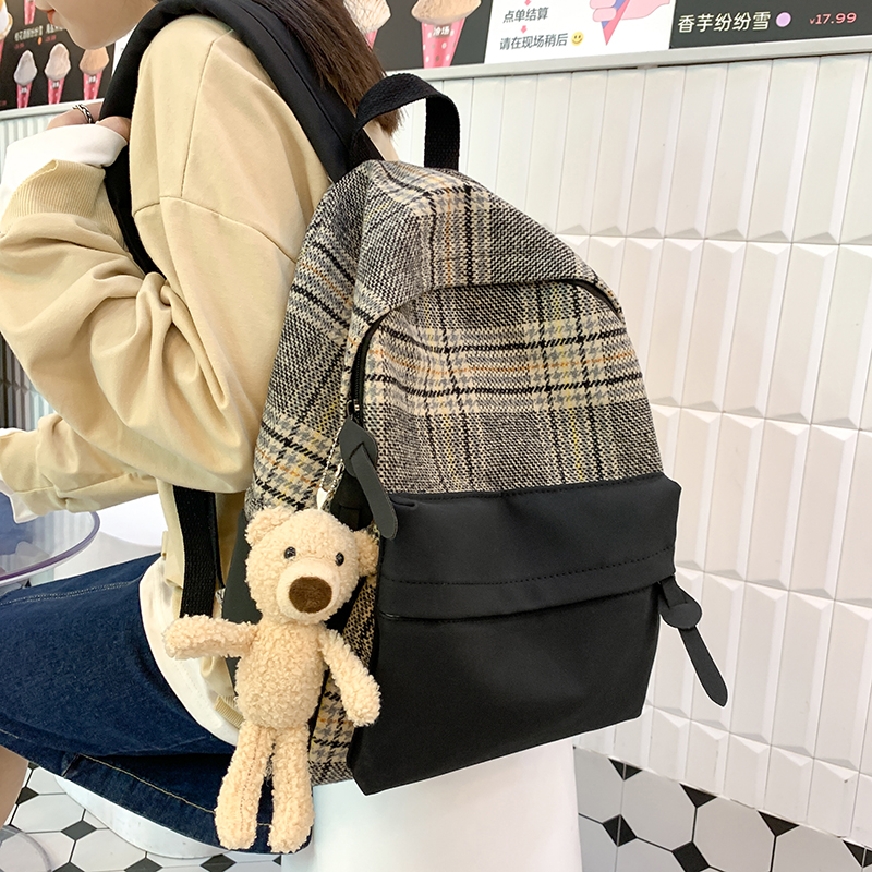 HOCODO Vintage Plaid Women'S Backpack Shoulder Bag Female College Bookbag Cute Student Backpack For Girl School Bag