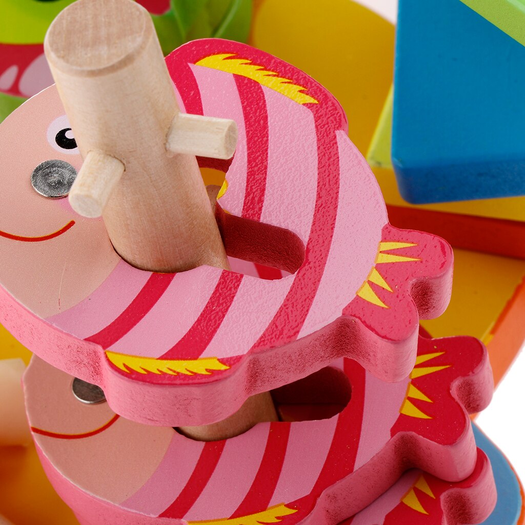 Wooden Four-Column Fishing Game Set Kids Party Pretend Play Favor Supplies