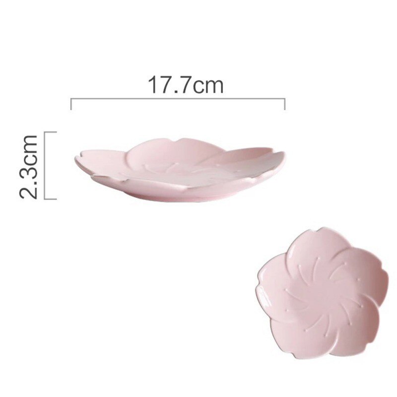 Juego de vajilla de cerámica rosa para cocina platos de porcelana con forma de flor, ensalada de pastel y postres, plato: C1