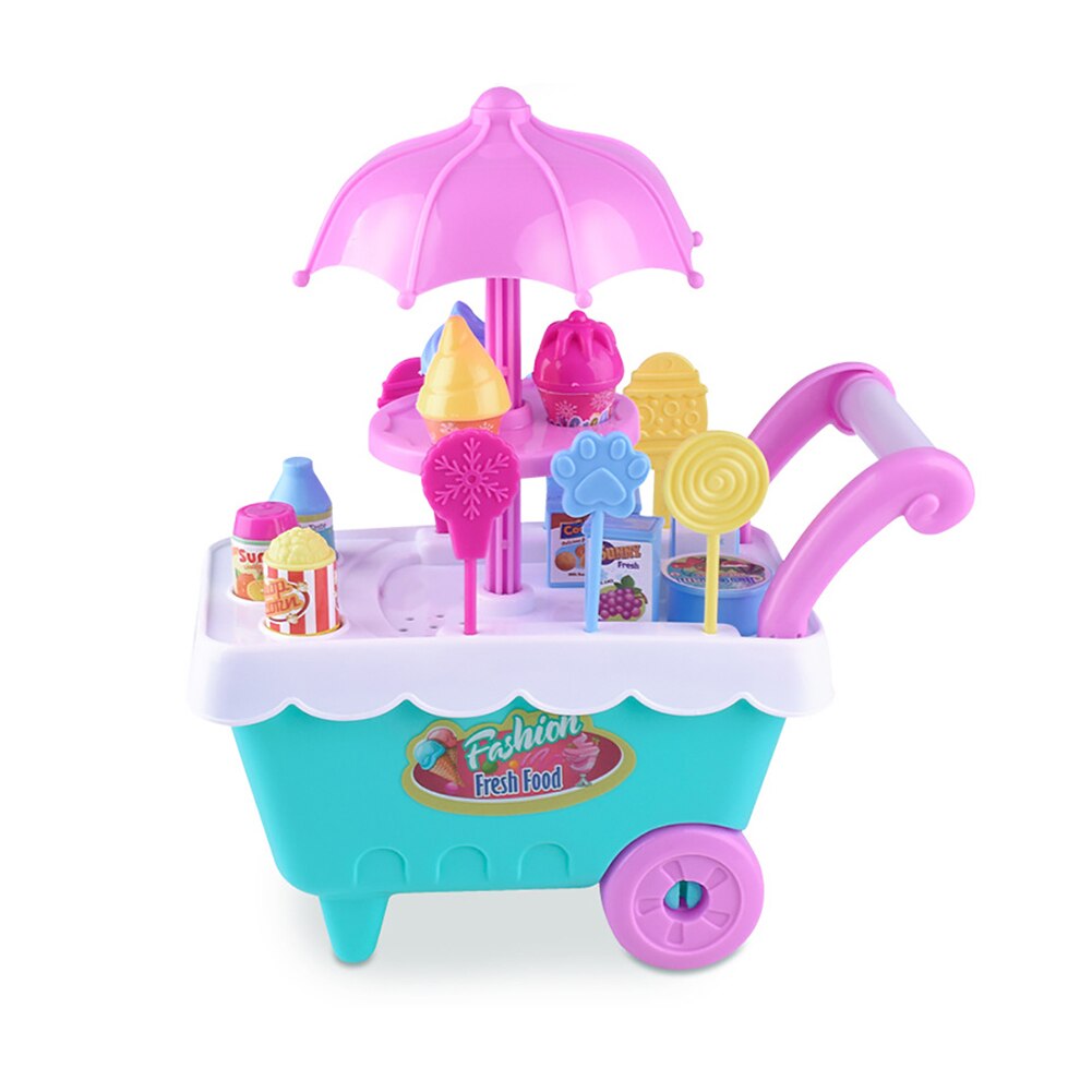 Lovely Simulation Candy Lollipop Ice Cream Plastic Trolley Children Girls Toy