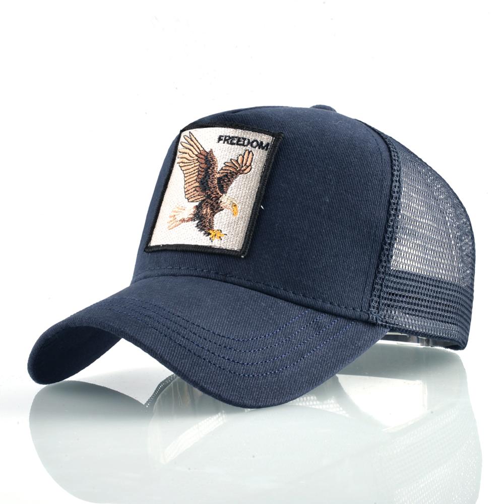 Czapki z daszkiem orzeł haft czapki hip-hopowe mężczyźni Snapback oddychająca siateczka kości moda Streetwear czapka typu Trucker kobiety: Black