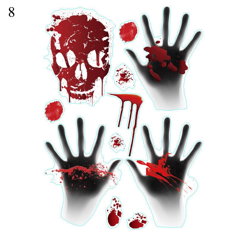 Halloween Bloody Handprint Stickers Horrible Wall Window Door Floor Decal Stickers Party Decoration Haunted House Prop: 8