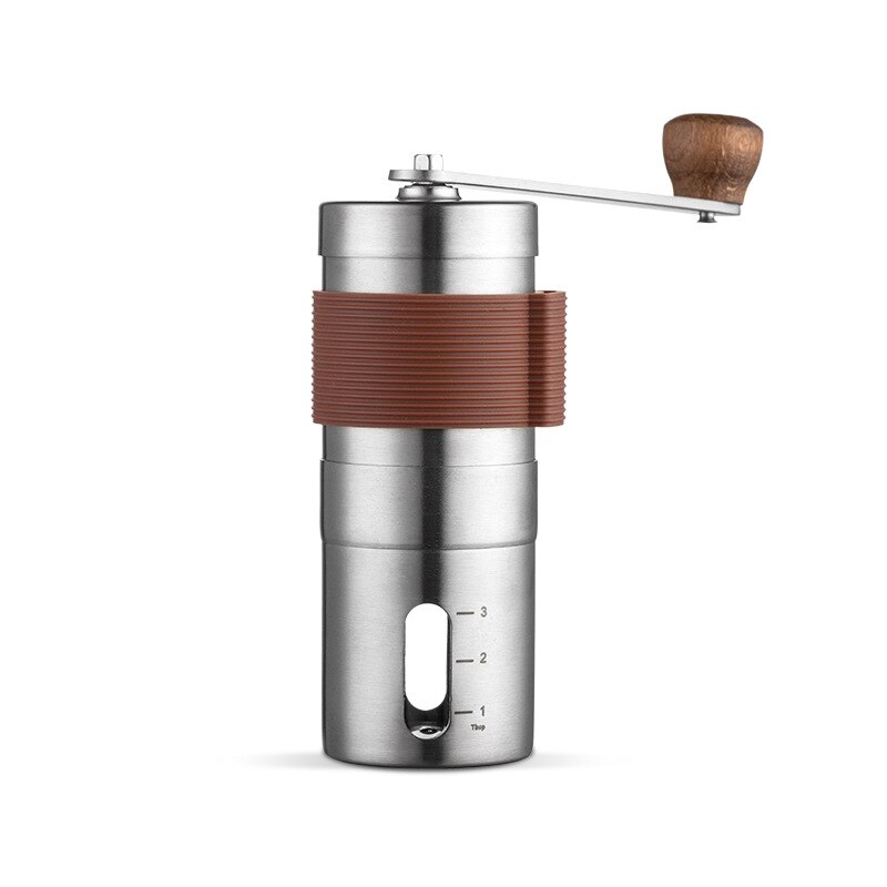 Portable Hand Crank Coffee Machine 304 Stainless Steel Bean Grinder Manual Bean Grinder: Brown