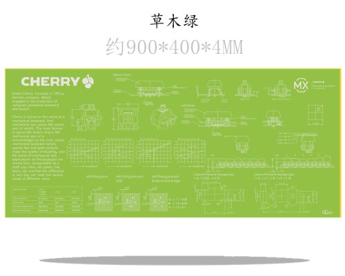 1pc Cherry Switch Decompose Picture Mouse Pad Cherry Mouse mat Super large 900X400*4mm Thickening Edge Locked: Model 16