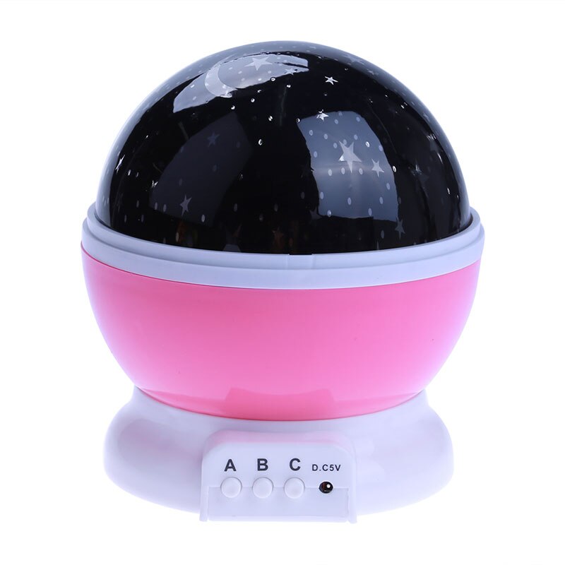 Stars Sterrenhemel LED Nachtlampje Roterende Projector Maan Lamp Batterij USB Kids Kinderen Slaapkamer Lamp Projectie Licht: Roze