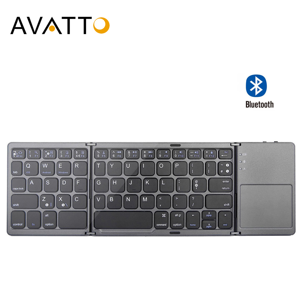 Avatto B033 Draagbare Driemaal Vouwen Bluetooth Toetsenbord Bt Draadloze Opvouwbare Touchpad Toetsenbord Voor Ios/Android/Windows Ipad Tablet