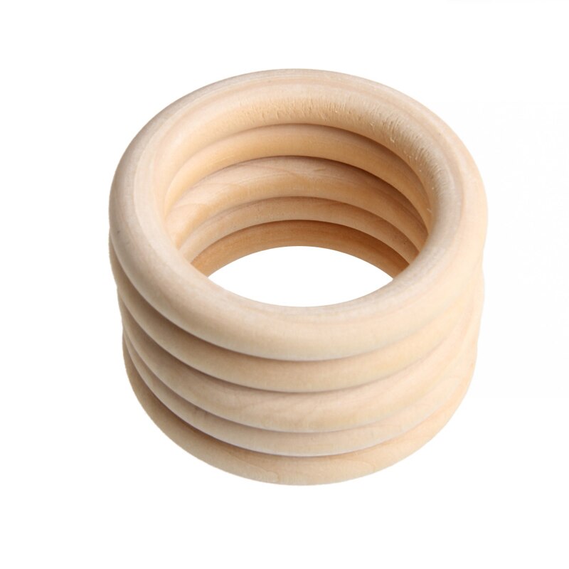 5Pcs 70Mm Baby Houten Tandjes Ringen Ketting Armband Diy Ambachten Natuurlijke