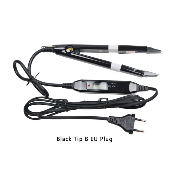 Extensión de cabello por fusión, Conector de hierro, herramientas de unión de queratina, Conector de calor de fusión de temperatura ajustable, 1 ud.: Black TIP B EU Plug