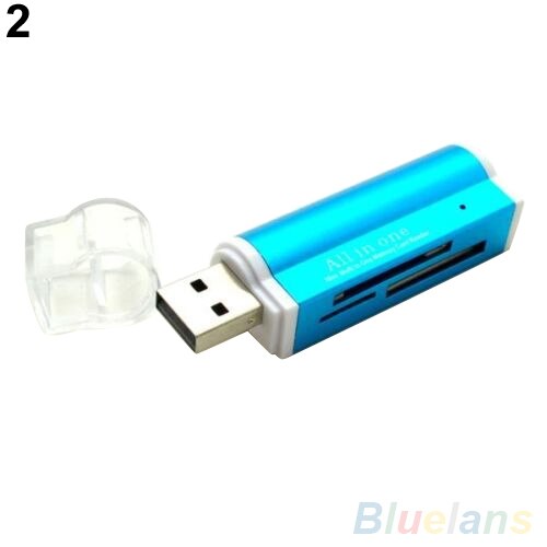 Multi All In 1 Micro Usb 2.0 Memory Card Reader Adapter Voor Micro Sd Sdhc Tf M2 Mmc MS Pro duos Kaartlezer: Blauw