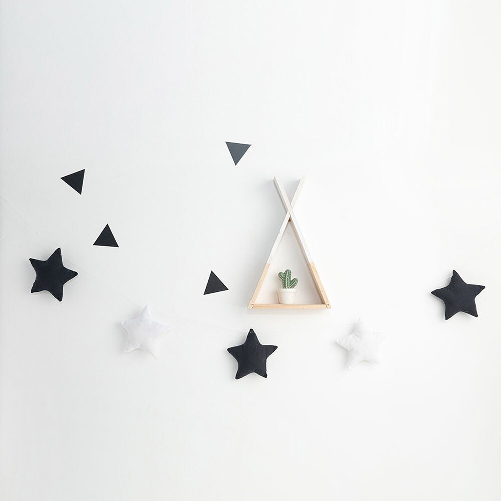 Decoração de berço do jardim de infância, para o quarto, cores listradas, estrelas, para pendurar na cama, fotografia, brinquedos de pendurar na parede: black