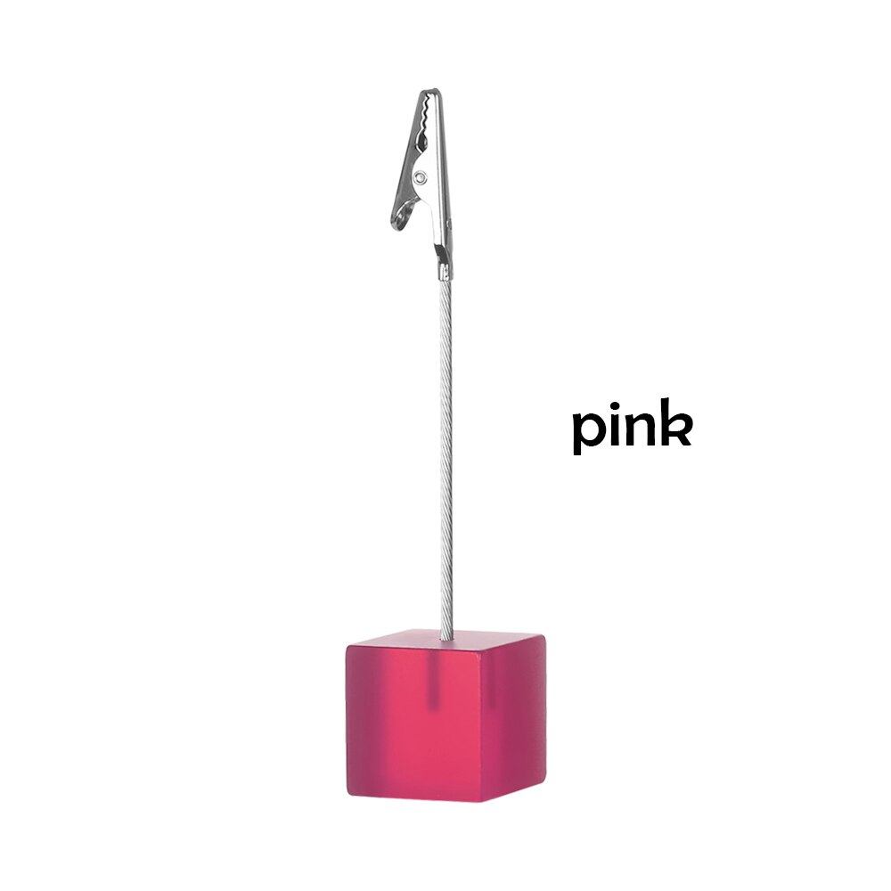 Abrazadera de clip para notas de fotos, base cuadrada de resina , soporte para tarjetas, notas y fotos, soporte de clip digital para mesa: pink
